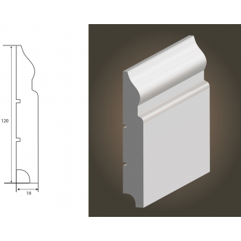 Listwa lakierowana MDF Olimp 120 - biały półmat - Lagrus